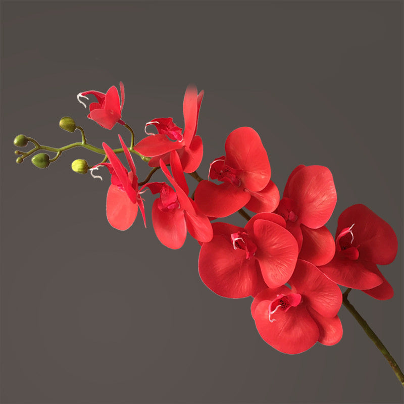 Artificial Flower Film Phalaenopsis Nine Heads Single Branch Artificial Flower Feel Chinese Home Living Room Decoration Flower Arrangement