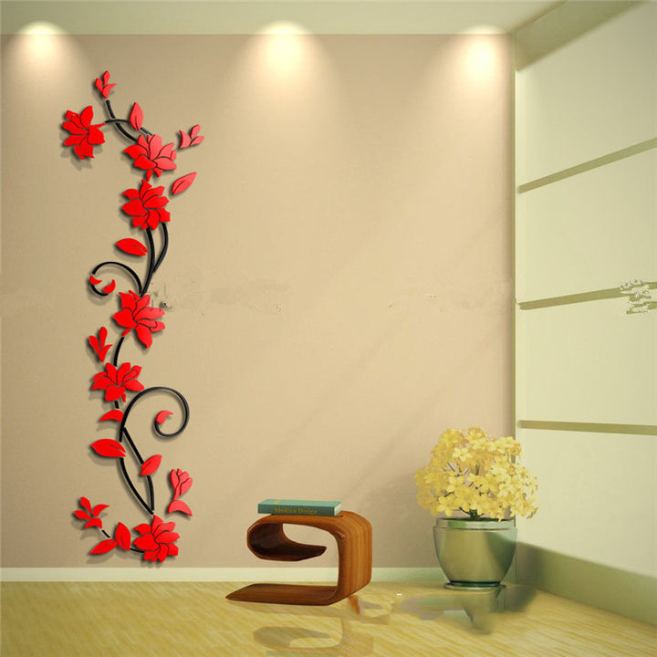 Foreign Trade Wall Decorations Creative Rose Flower Acrylic 3D Stereo Wall Stickers Home Tv Living Room Background Wall Decoration Stickers