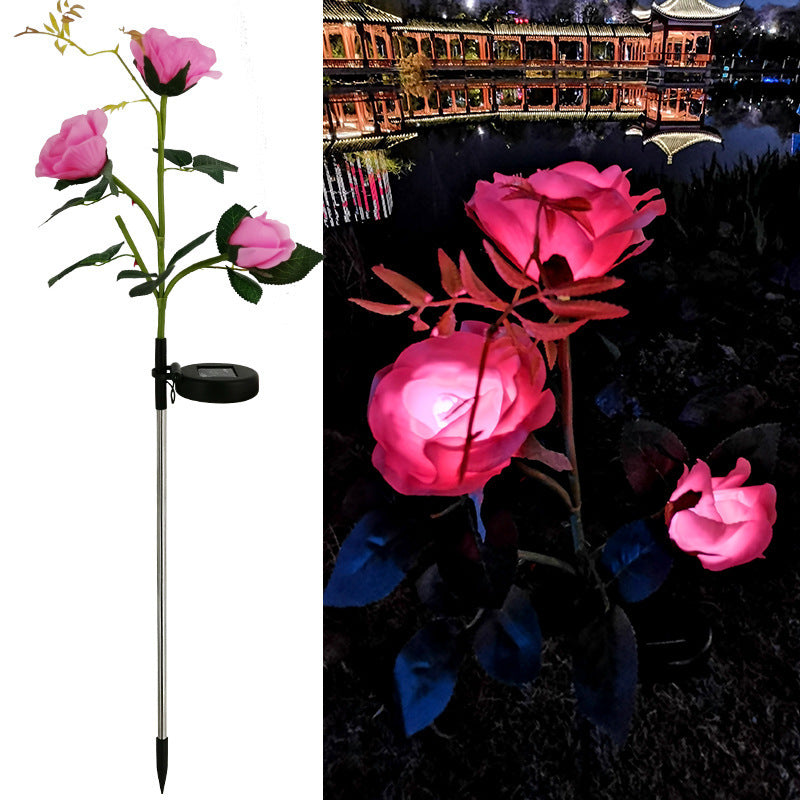 Resin Craft Lotus Tulips Flower LED Solar Light Waterproof Outdoor Garden Lawn Lamps Yard Art for Home Courtyard Decoration