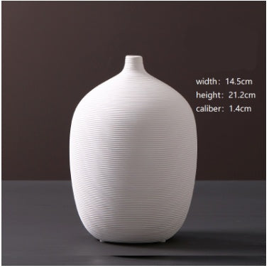 Wholesale Modern Minimalist White Ceramic Vase Ornaments European Creative Art Flower Arrangement Dried Flowers Artificial Flowers Home Decoration