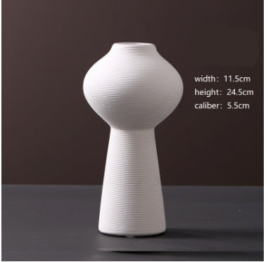 Wholesale Modern Minimalist White Ceramic Vase Ornaments European Creative Art Flower Arrangement Dried Flowers Artificial Flowers Home Decoration