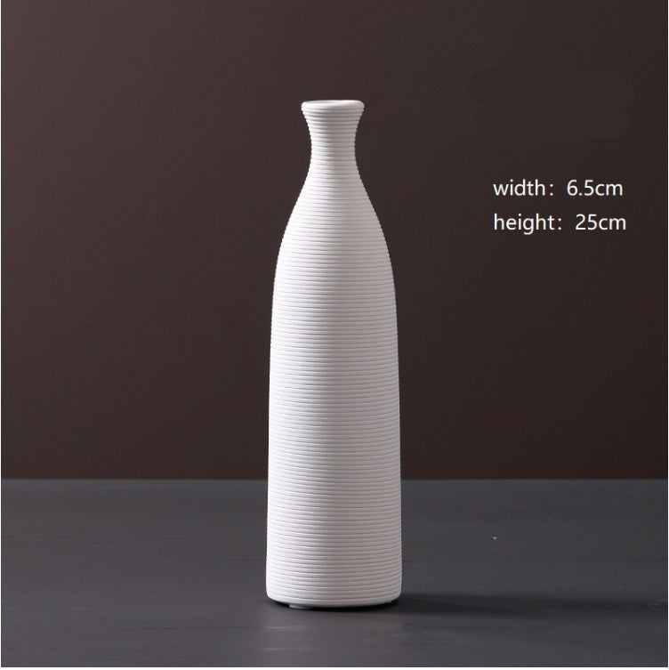 Wholesale Modern Minimalist White Ceramic Vase Ornaments European Creative Art Flower Arrangement Dried Flowers Artificial Flowers Home Decoration