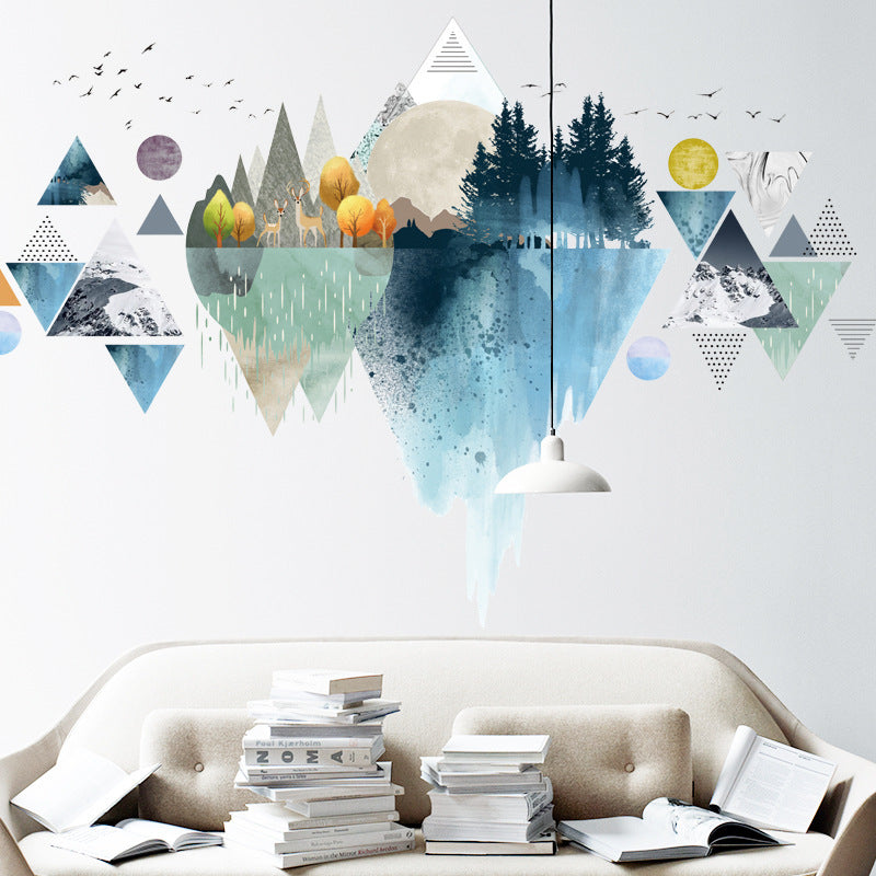 Nordic ins style Triangle Dreamy Mountain Wall Stickers Living room Bedroom Vinyl Wall Decals Creative Home Decor