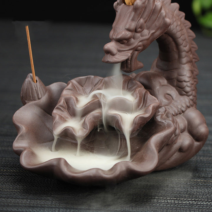 Purple Sand Dragon Backflow Smoke Incense Burner Tower Incense Sandalwood Incense Burner Aromatherapy Burner Home Office Decoration