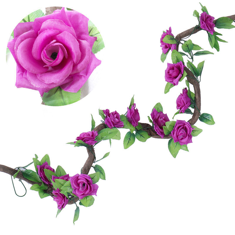 235cm Silk Roses Lvy Flower Vine Artificial Flowers Green garland For Home Wedding garden Decoration Hanging Rattan Wall Decor