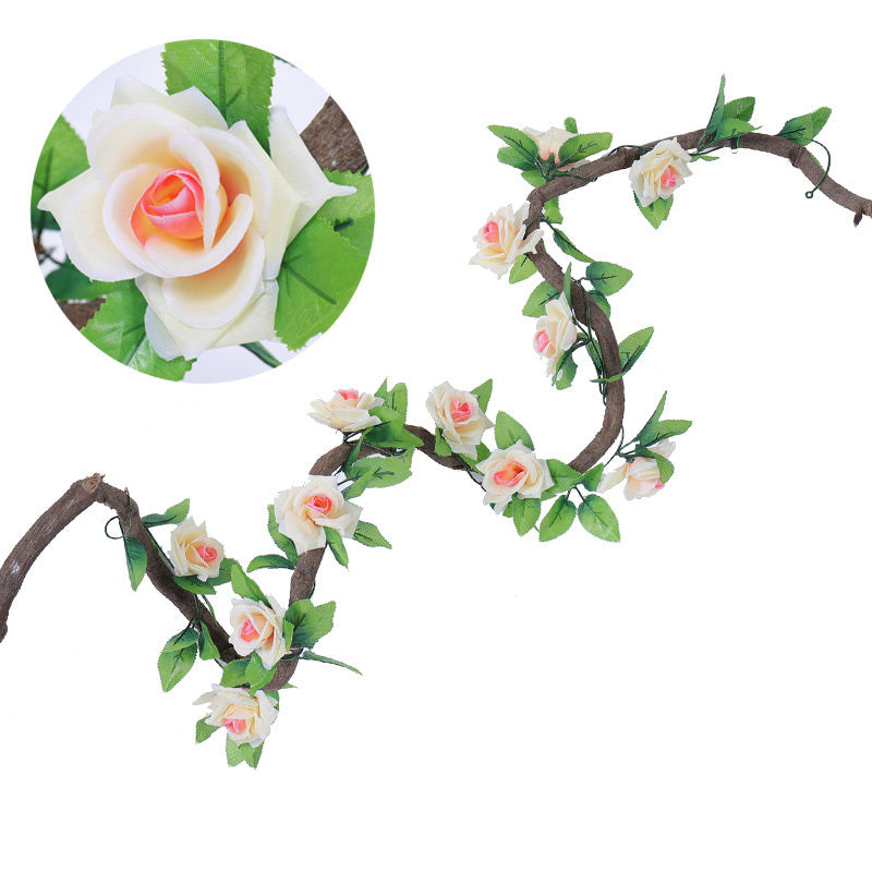 235cm Silk Roses Lvy Flower Vine Artificial Flowers Green garland For Home Wedding garden Decoration Hanging Rattan Wall Decor