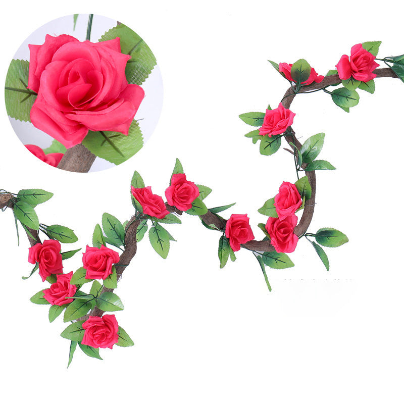 235cm Silk Roses Lvy Flower Vine Artificial Flowers Green garland For Home Wedding garden Decoration Hanging Rattan Wall Decor