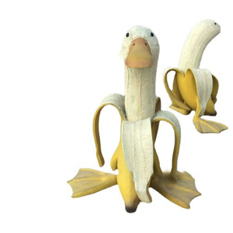 New Banana Duck Decor Creative Art Ornament Creative Furnishing Articles Interesting Jardin Garden Decoration Statue