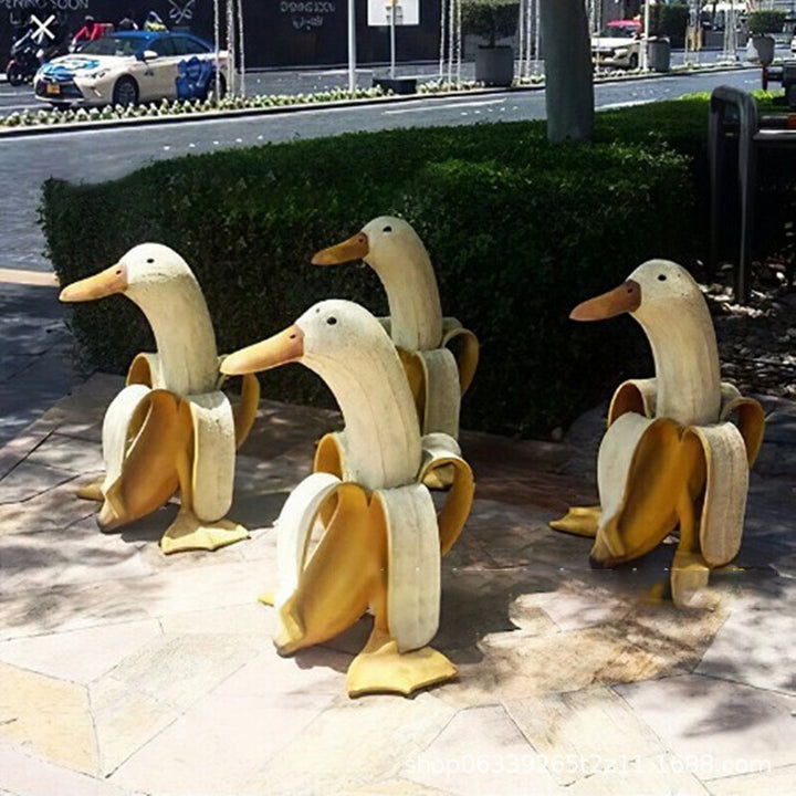 New Banana Duck Decor Creative Art Ornament Creative Furnishing Articles Interesting Jardin Garden Decoration Statue