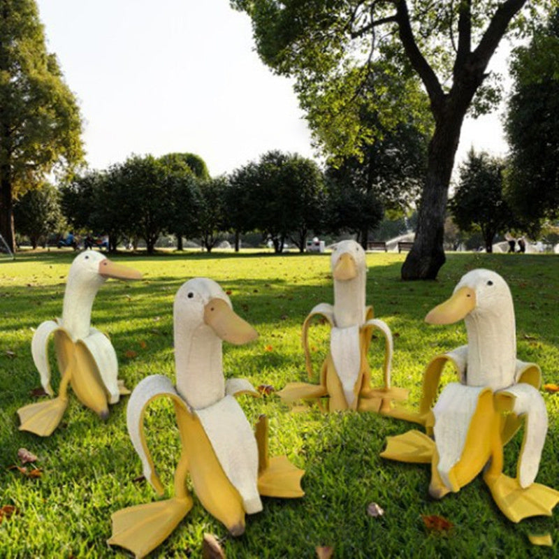 New Banana Duck Decor Creative Art Ornament Creative Furnishing Articles Interesting Jardin Garden Decoration Statue