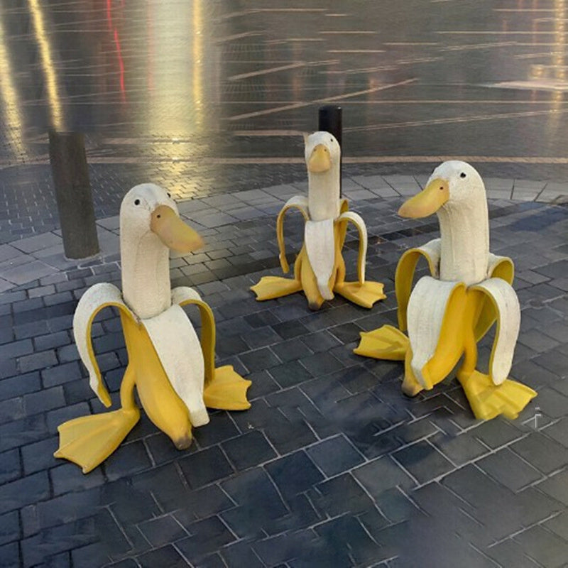 New Banana Duck Decor Creative Art Ornament Creative Furnishing Articles Interesting Jardin Garden Decoration Statue