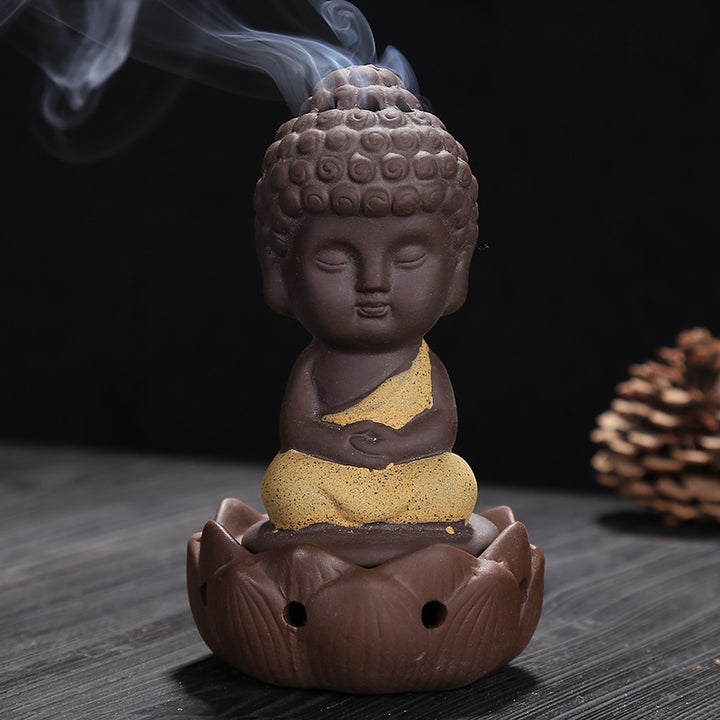 Aromatherapy Colored Sand Pottery Tea Pets Zisha Little Buddha Tea Pets Ceramic Incense Burner