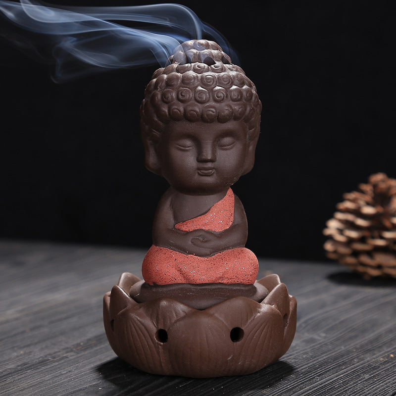 Aromatherapy Colored Sand Pottery Tea Pets Zisha Little Buddha Tea Pets Ceramic Incense Burner