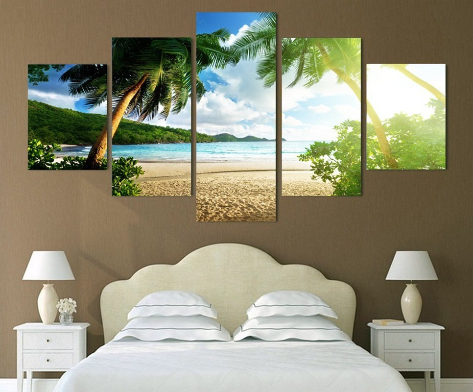 Hd Abstract Modern Home Decoration Canvas Oil Painting Wall Painting Hanging Painting Wulian Beach Coconut Landscape Cross Border Supply