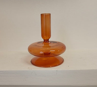 Refound Retro Brown Glass Candle Holder Vintage B&B Model Room Home Decoration Nostalgic Shooting Props