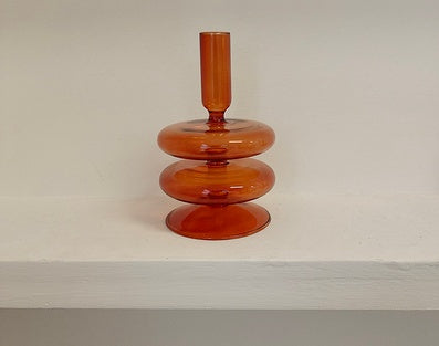 Refound Retro Brown Glass Candle Holder Vintage B&B Model Room Home Decoration Nostalgic Shooting Props