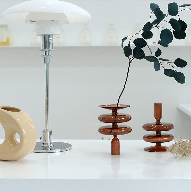 Refound Retro Brown Glass Candle Holder Vintage B&B Model Room Home Decoration Nostalgic Shooting Props