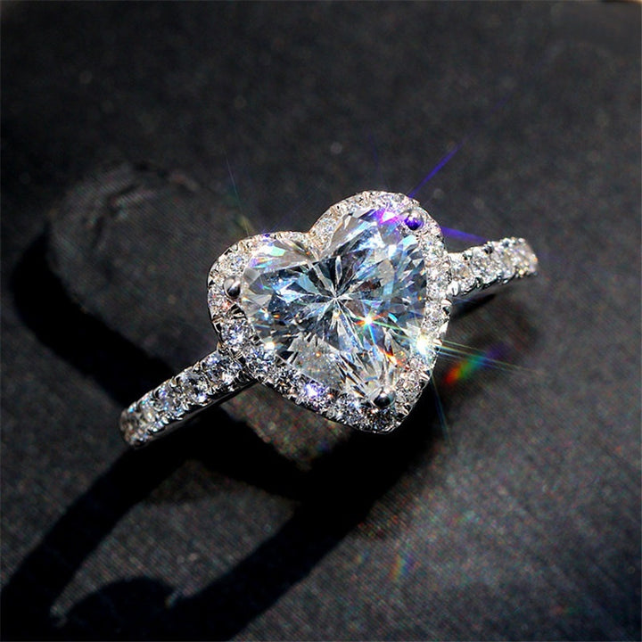 Sanjie Jewelry Factory European And American Fashion Creative Love Zircon Ring Valentine'S Day Gift Couple Heart-Shaped Ring