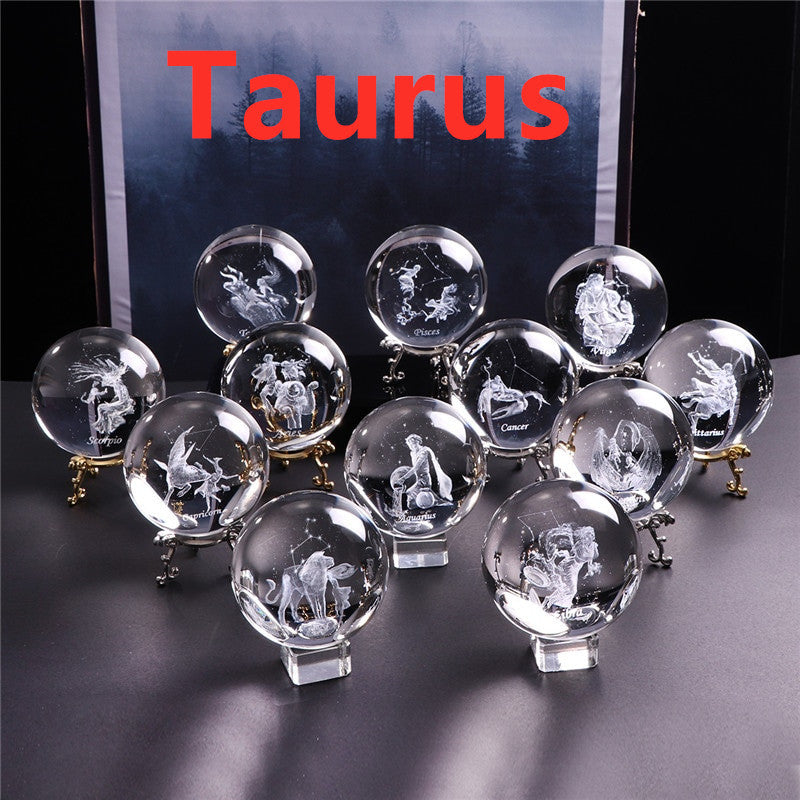 Laser Engraved Zodiac Crystal Ball