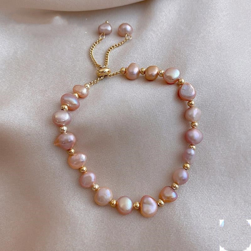 Pearl Braided Bracelet Bracelet Natural Water New Products Student'S Best Hand Ornaments Ins Niche Design Net Red Sisters