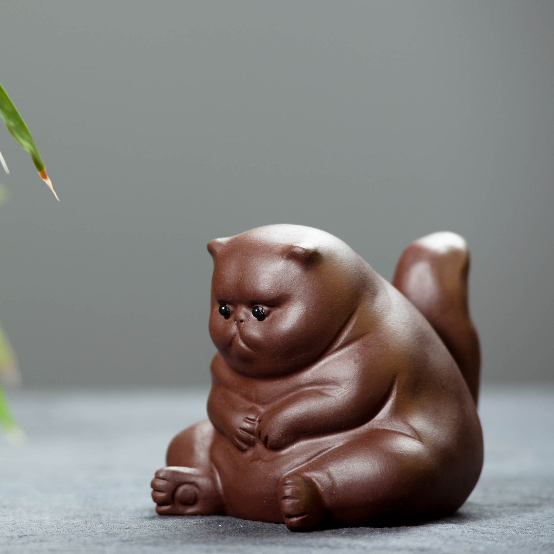 Purple Clay Tea Pet Cute Kung Fu Small Angry Cat Crafts Home Car Decoration Ornaments Gifts