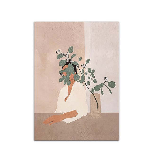 Casual Fashion Woman And Black Cat Decorative Painting Retro Home Decoration Canvas Painting Frameless Painting Core