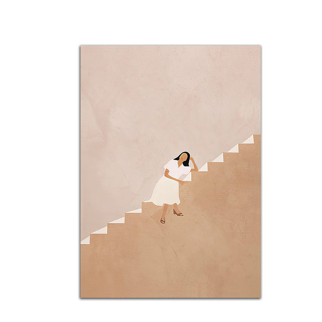 Casual Fashion Woman And Black Cat Decorative Painting Retro Home Decoration Canvas Painting Frameless Painting Core