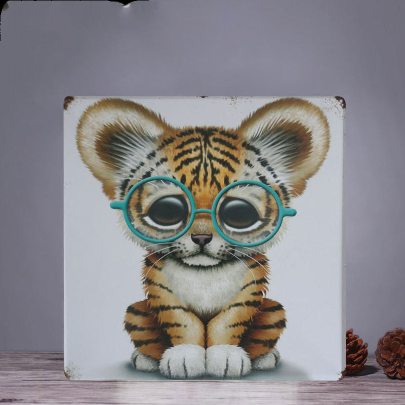 Retro Square Tin Painting Large Creative Wall Home Clothing Store Bar Wall Hanging Bedroom Wall Decoration