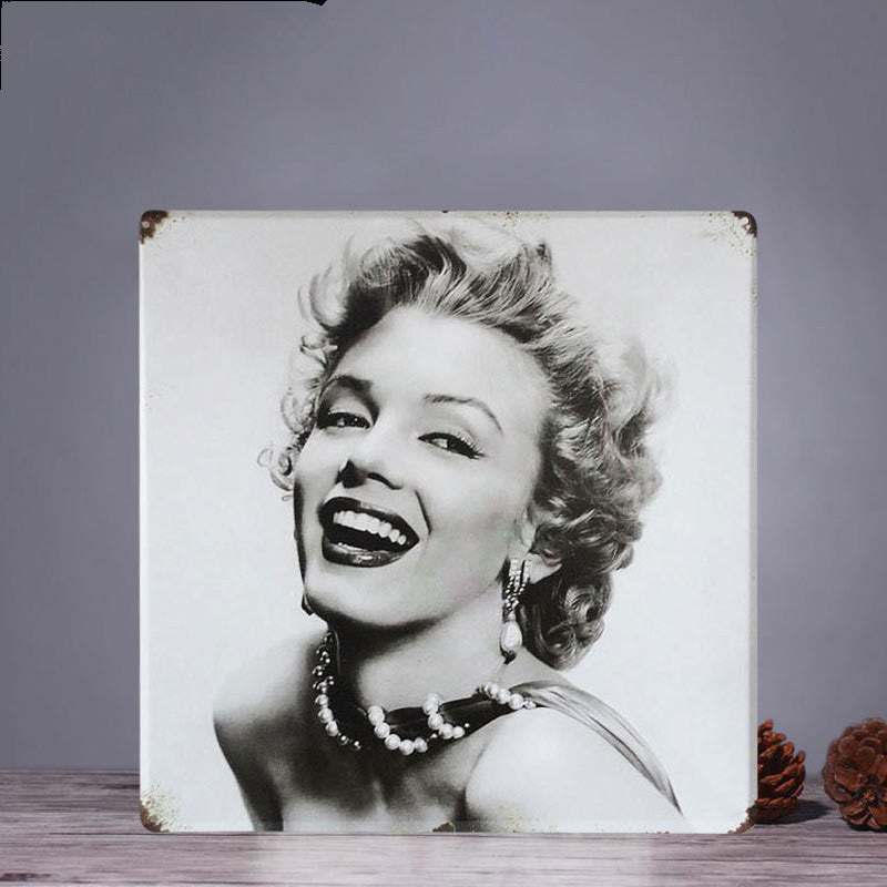 Retro Square Tin Painting Large Creative Wall Home Clothing Store Bar Wall Hanging Bedroom Wall Decoration