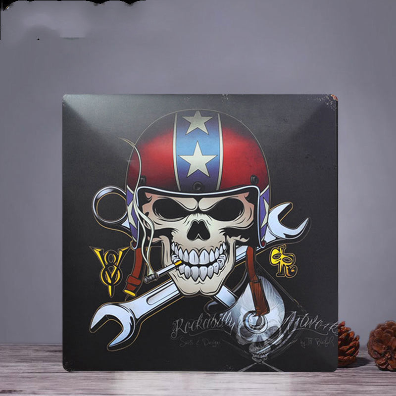 Retro Square Tin Painting Large Creative Wall Home Clothing Store Bar Wall Hanging Bedroom Wall Decoration