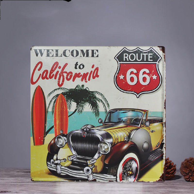 Retro Square Tin Painting Large Creative Wall Home Clothing Store Bar Wall Hanging Bedroom Wall Decoration