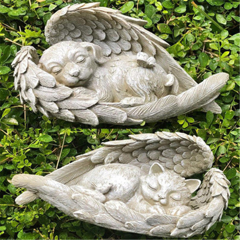 Resin Angel Dog Cat Statue Home Decoration