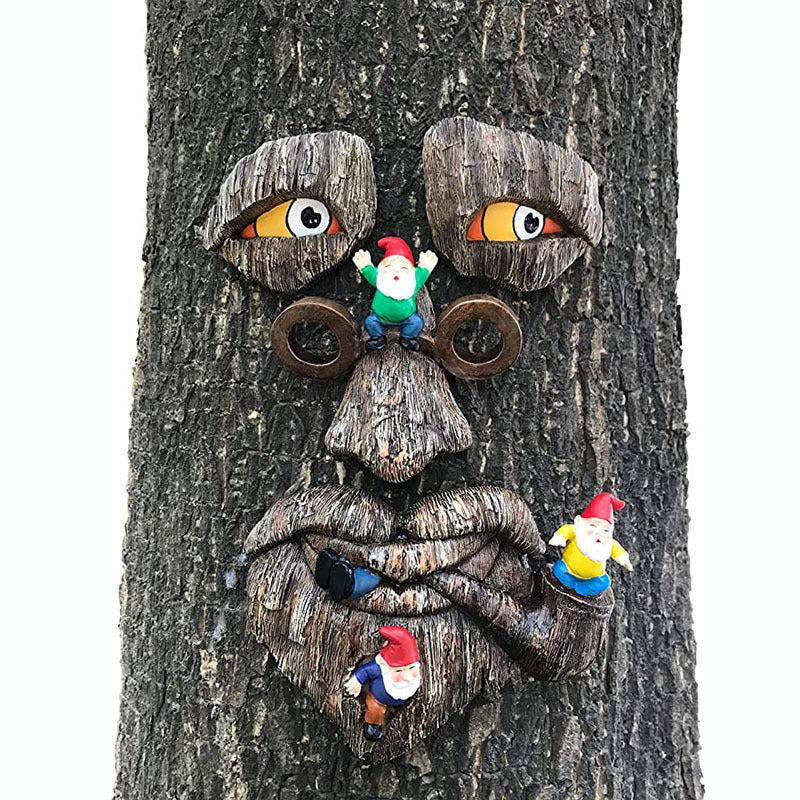 Bark Ghost Face Facial Features Decoration Halloween Xmas DIY Home Easter Outdoor Gardoon Creative Props Tree Monsters Ornaments