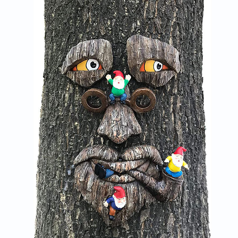 Bark Ghost Face Facial Features Decoration Halloween Xmas DIY Home Easter Outdoor Gardoon Creative Props Tree Monsters Ornaments