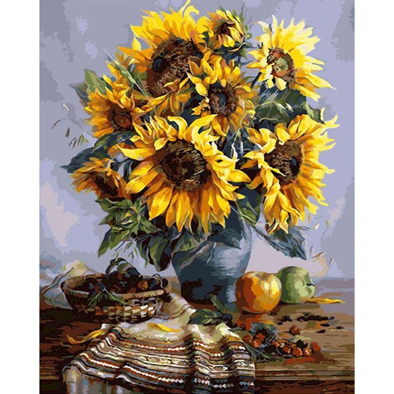 Paint Flower Quantity On Canvas By Number, Hand-painted, Adult, Color By Number, Home Decoration Art, Undefined Prompt, Digital Tool, Modern Accessories