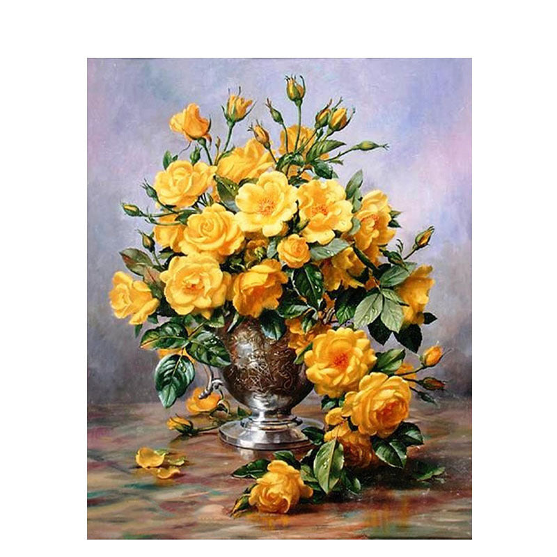 Paint Flower Quantity On Canvas By Number, Hand-painted, Adult, Color By Number, Home Decoration Art, Undefined Prompt, Digital Tool, Modern Accessories