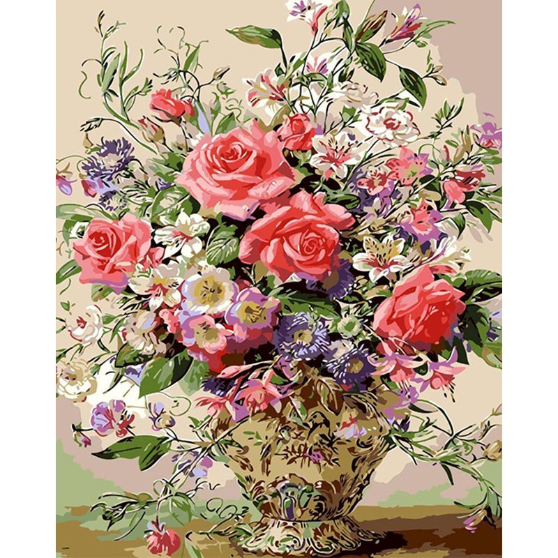 Paint Flower Quantity On Canvas By Number, Hand-painted, Adult, Color By Number, Home Decoration Art, Undefined Prompt, Digital Tool, Modern Accessories
