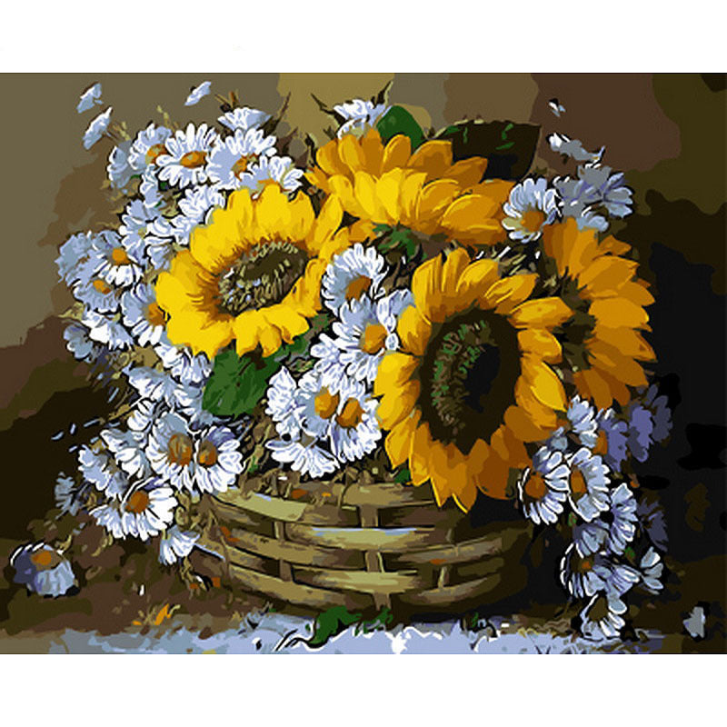 Paint Flower Quantity On Canvas By Number, Hand-painted, Adult, Color By Number, Home Decoration Art, Undefined Prompt, Digital Tool, Modern Accessories
