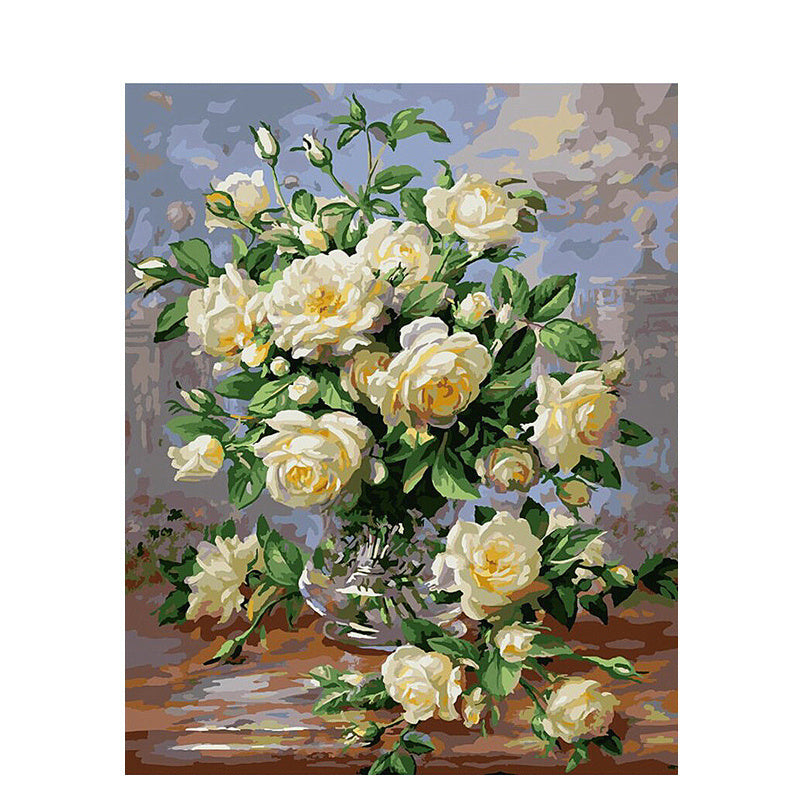Paint Flower Quantity On Canvas By Number, Hand-painted, Adult, Color By Number, Home Decoration Art, Undefined Prompt, Digital Tool, Modern Accessories