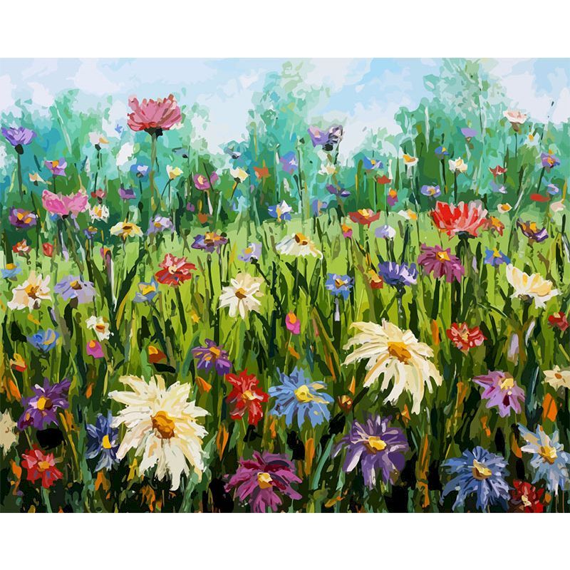 Paint Flower Quantity On Canvas By Number, Hand-painted, Adult, Color By Number, Home Decoration Art, Undefined Prompt, Digital Tool, Modern Accessories