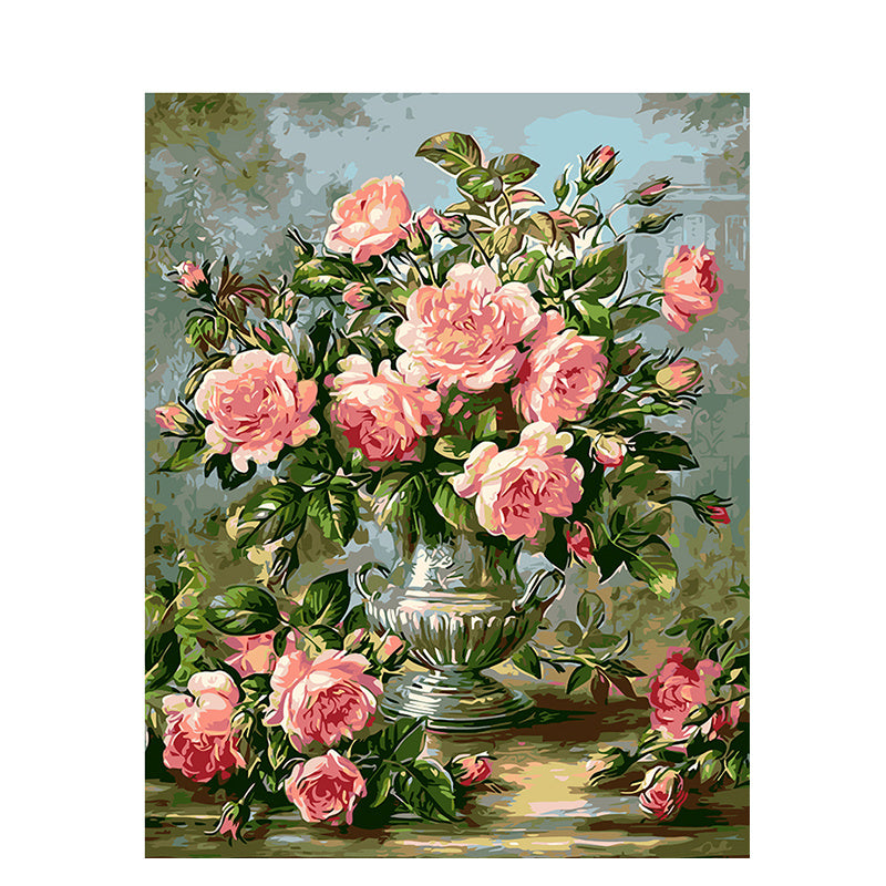 Paint Flower Quantity On Canvas By Number, Hand-painted, Adult, Color By Number, Home Decoration Art, Undefined Prompt, Digital Tool, Modern Accessories