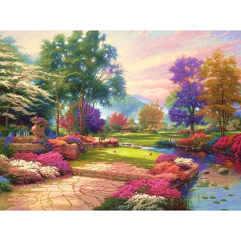 Ruopoty-Landscape Painting Set By Adult Numbers, On Canvas, Bridge, River, Family, Living Room, Bedroom, Home Decoration Pictures