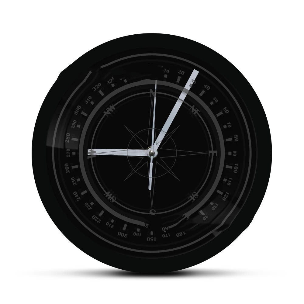 LED Luminous Wall Clock Black Wall Clock Nautical Compass Backlit Rose Compass Home Decoration Clock Wall Clock