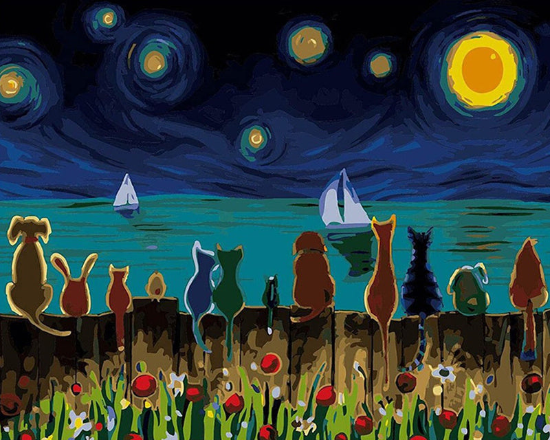 Gatyztoire-Hand-painted Paysca Moon Digital Oil Painting, Painting On Canvas, Unique Gift, Home Decoration