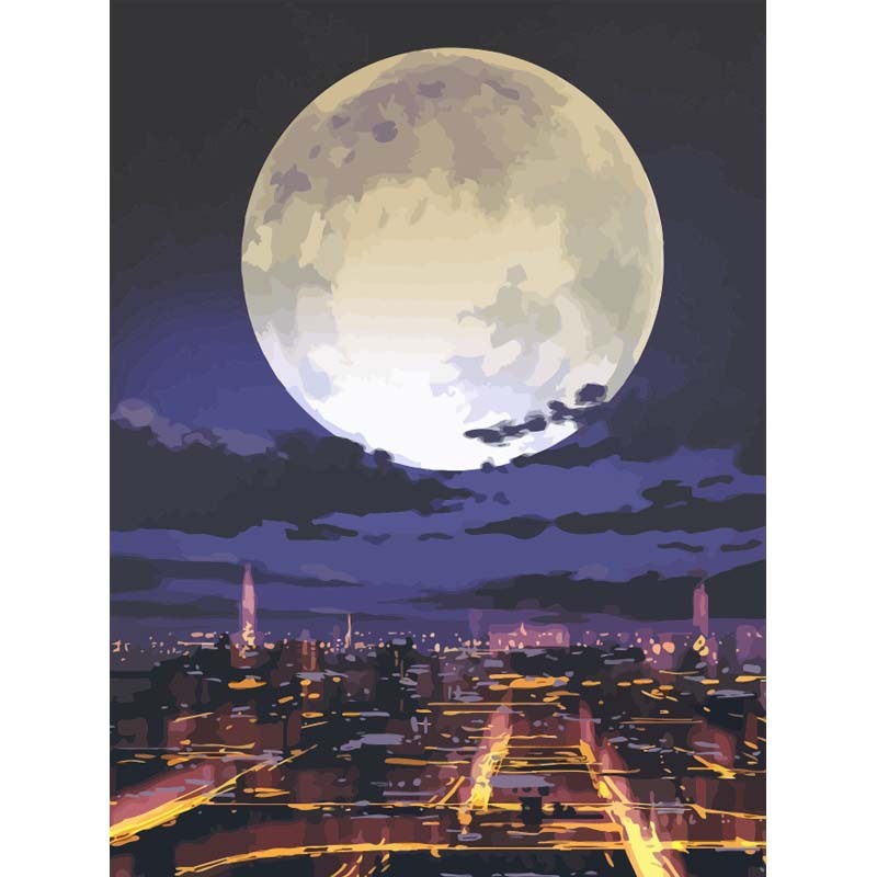 Gatyztoire-Hand-painted Paysca Moon Digital Oil Painting, Painting On Canvas, Unique Gift, Home Decoration