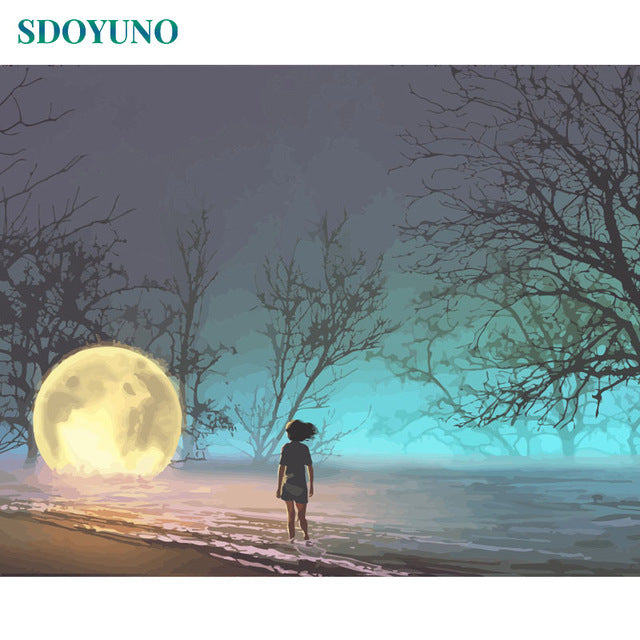 Gatyztoire-Hand-painted Paysca Moon Digital Oil Painting, Painting On Canvas, Unique Gift, Home Decoration