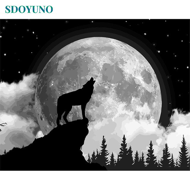 Gatyztoire-Hand-painted Paysca Moon Digital Oil Painting, Painting On Canvas, Unique Gift, Home Decoration