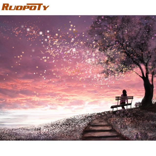 Gatyztoire-Hand-painted Paysca Moon Digital Oil Painting, Painting On Canvas, Unique Gift, Home Decoration