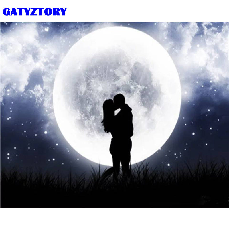 Gatyztoire-Hand-painted Paysca Moon Digital Oil Painting, Painting On Canvas, Unique Gift, Home Decoration