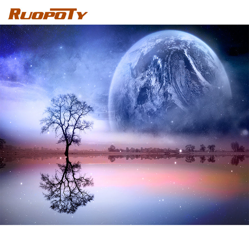 Gatyztoire-Hand-painted Paysca Moon Digital Oil Painting, Painting On Canvas, Unique Gift, Home Decoration